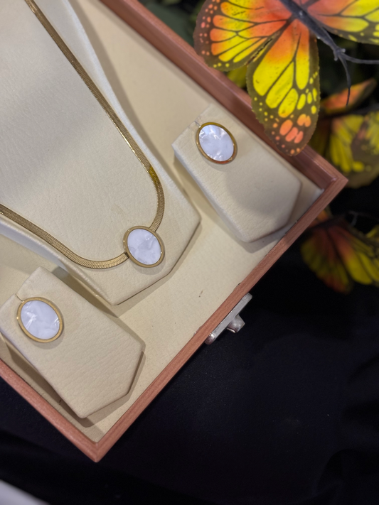 New Elegant Design Oval Shape With Stones Gold Color Set