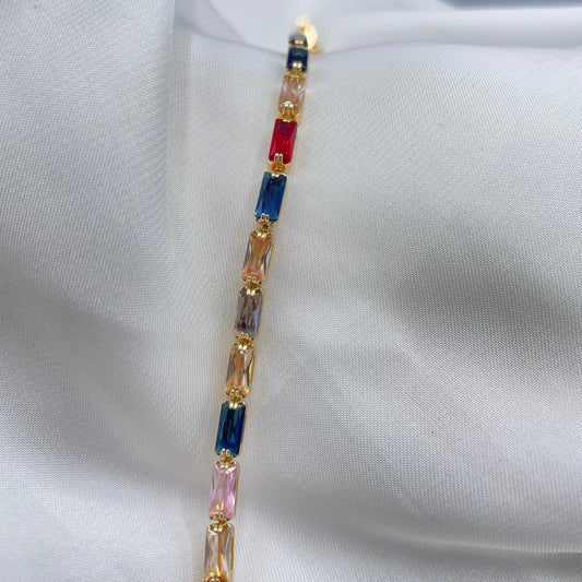 New Elegant Design Gold Colour With Multi Zircon Stone Bracelet