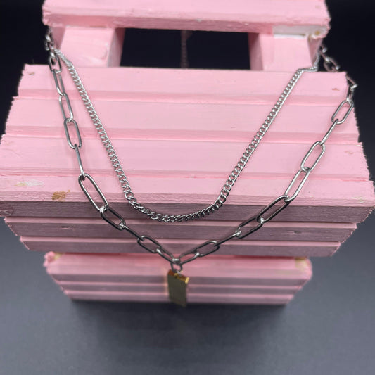 Silver & Gold New Luxury Design With Dual Chain Pendant