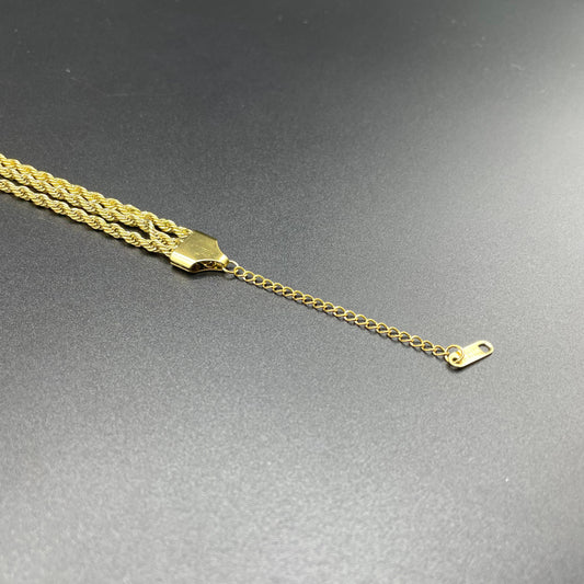 Elegant Luxury Gold Design Triple Robe Chain Bracelet