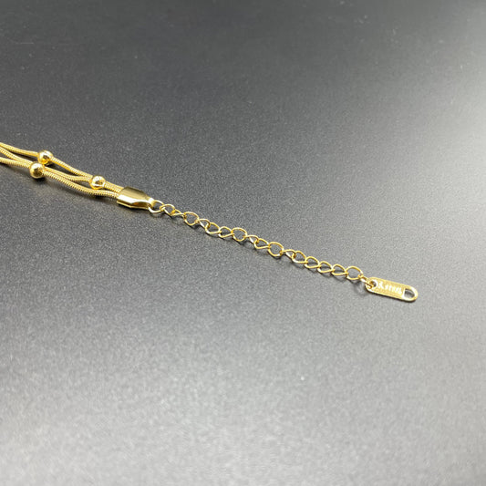 Elegant Luxury Gold Design Triple Layer Snake Bone Bead Bracelet