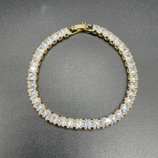 Elegant Luxury Gold Design Square Shape Zircon Bracelet