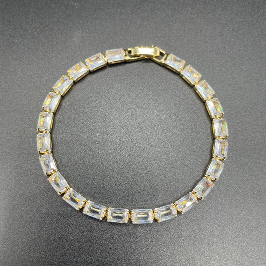 Elegant Luxury Gold Design Rectangle Shape Zircon Bracelet