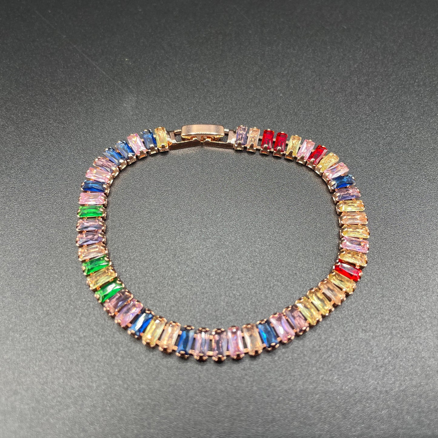 Elegant Luxury Gold Style Rectangle Shape Multi Zircon Bracelet