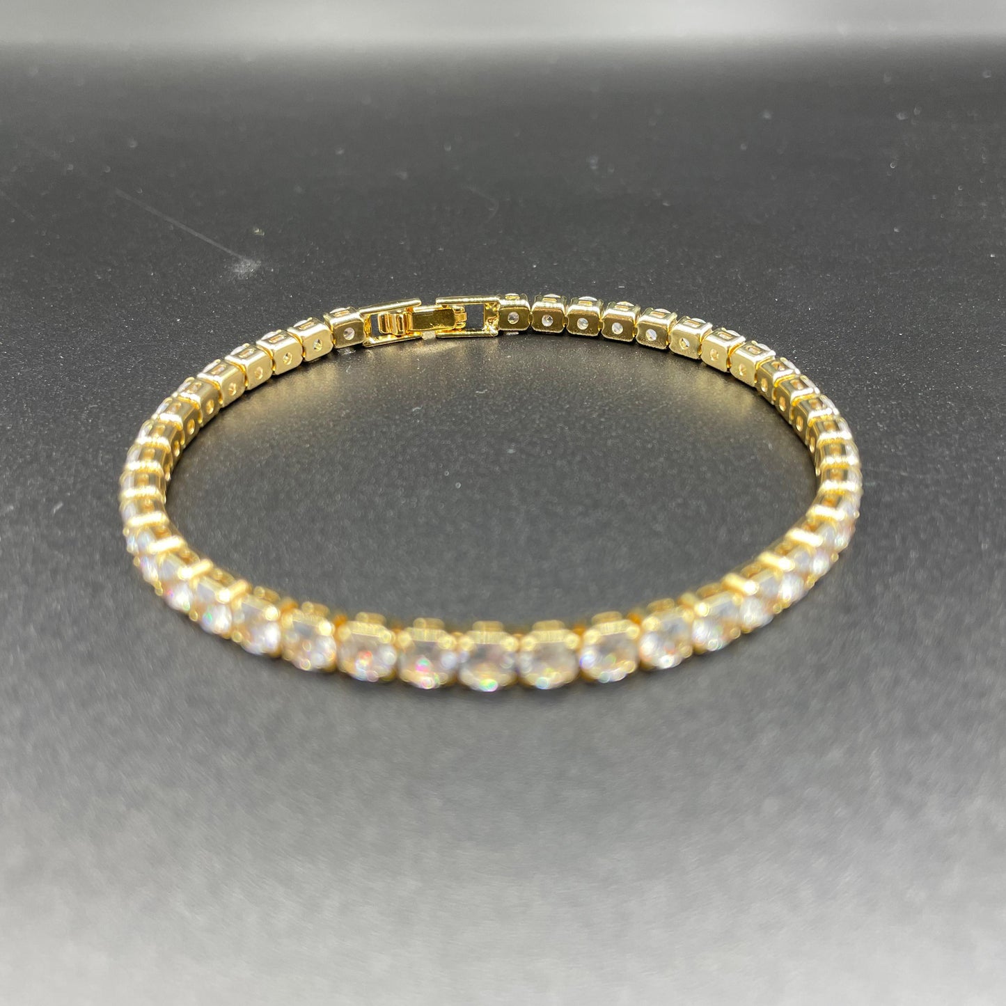 Luxury Elegant Style Gold Round Shape Zircon Tennis Bracelet