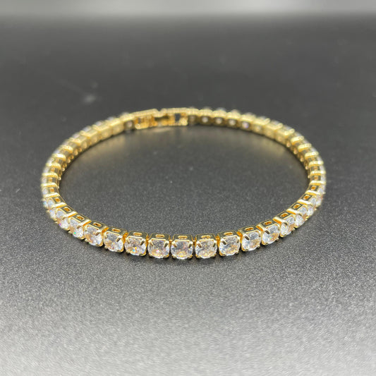 Luxury Elegant Style Gold Round Shape Zircon Tennis Bracelet
