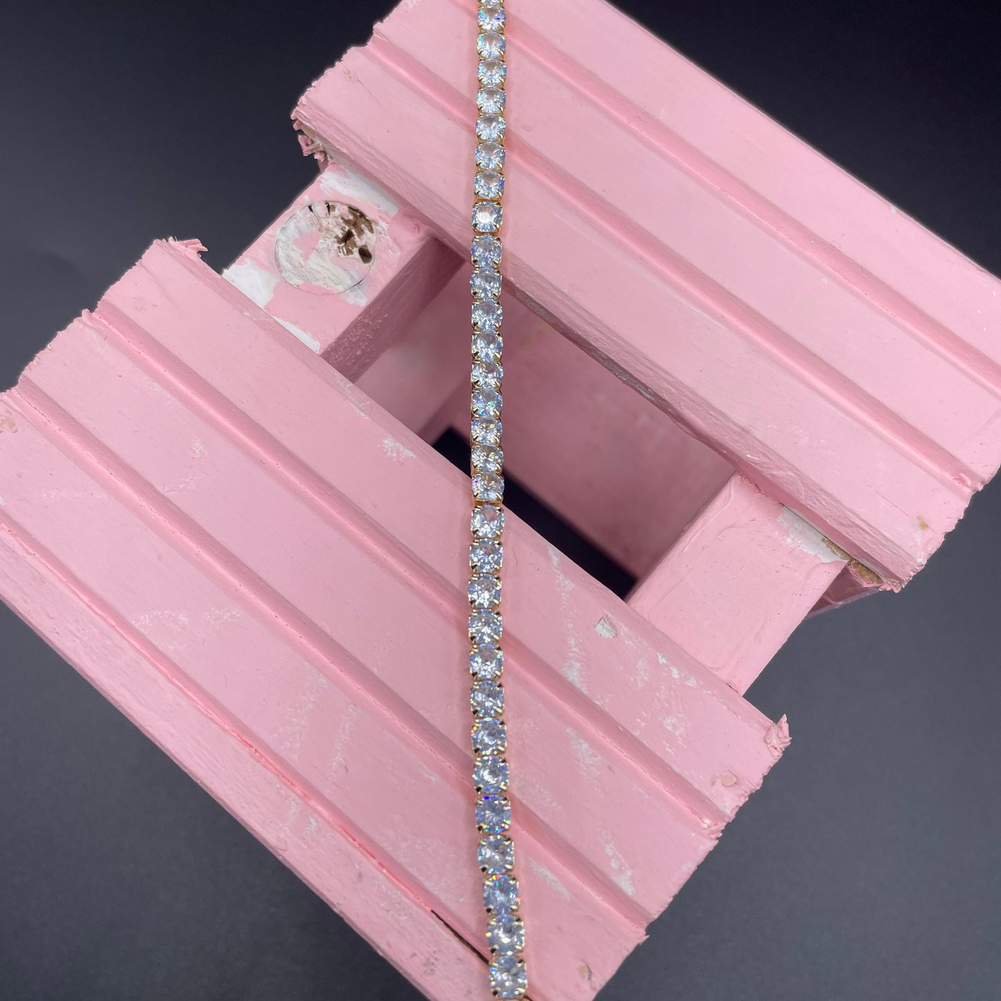 Luxury Elegant Style Gold Round Shape Zircon Tennis Bracelet