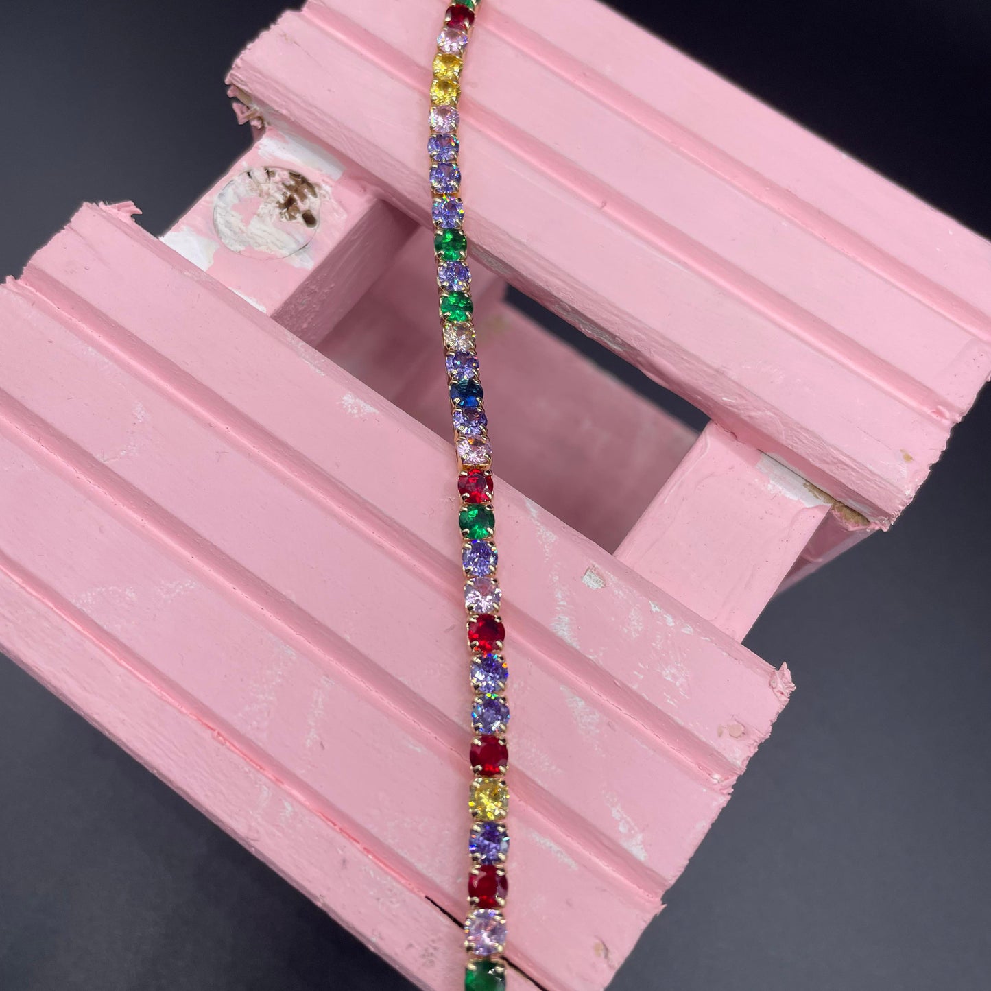 Luxury Elegant Style Gold Round Shape Zircon Tennis Bracelet