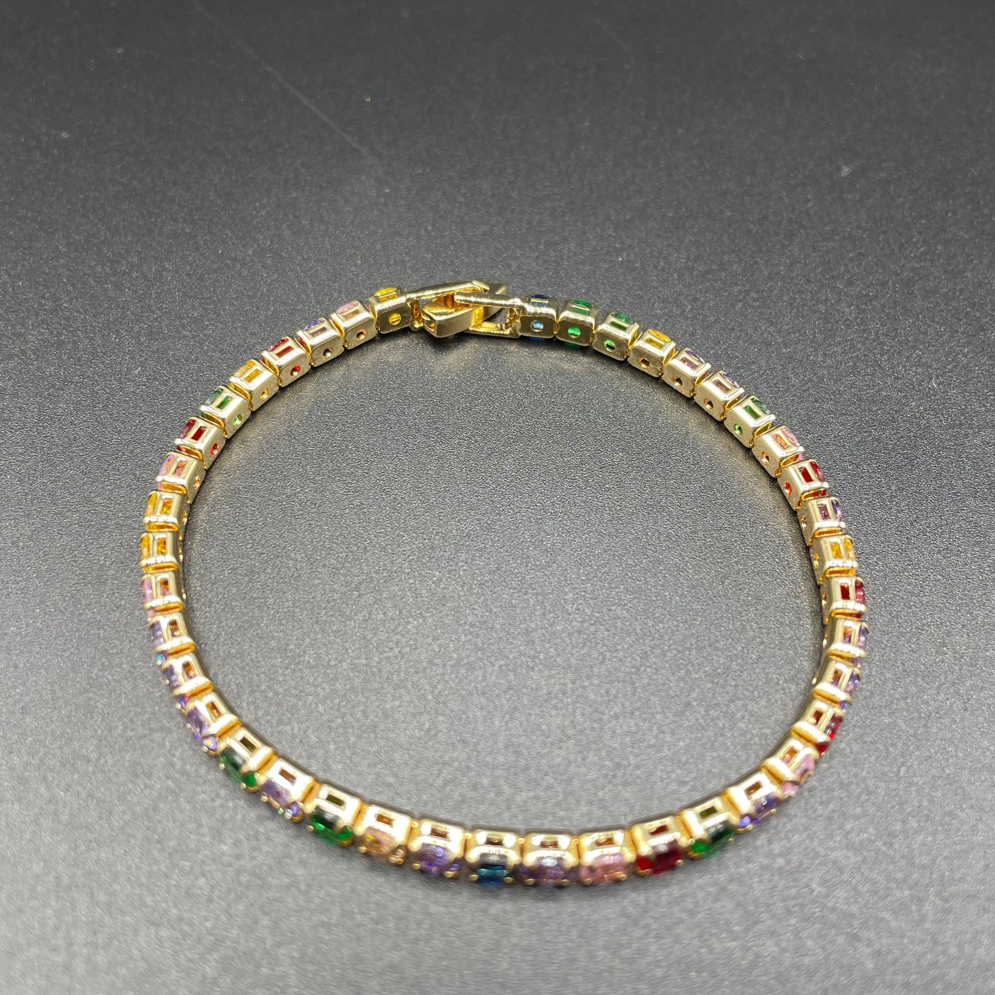 Luxury Elegant Style Gold Round Shape Zircon Tennis Bracelet