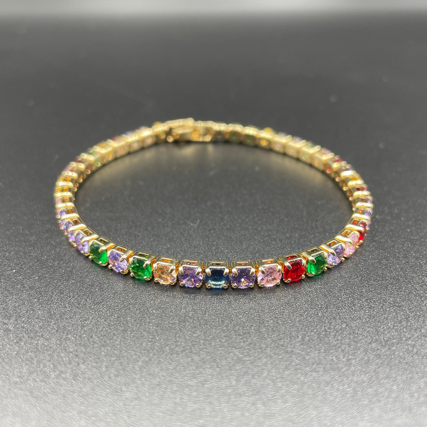 Luxury Elegant Style Gold Round Shape Zircon Tennis Bracelet