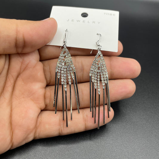 Silver Elegant Luxury Hanging Style Zircon Earrings