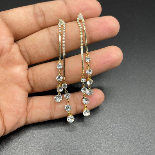 Silver & Gold Luxury Dangle Style Zircon Earring