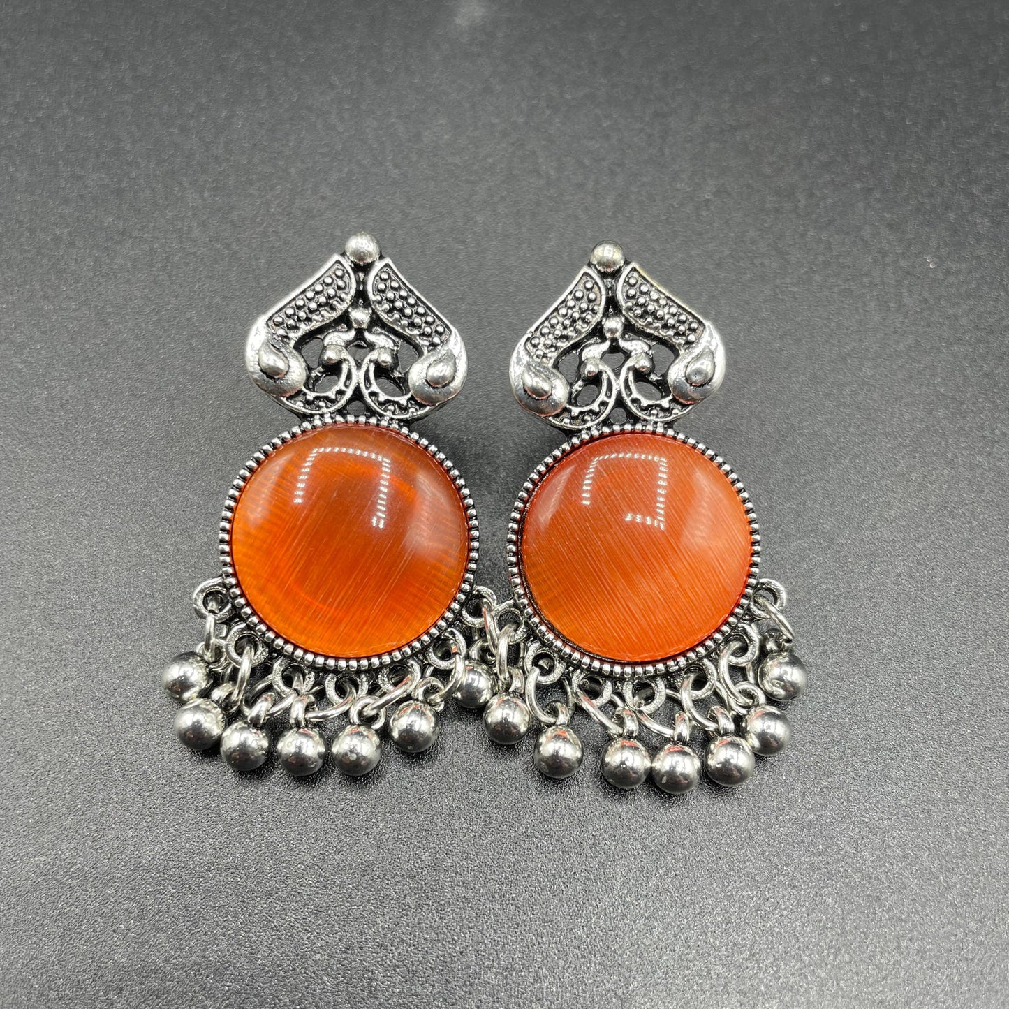 Elegant Antique Style Natural Stone Oxidize Earring