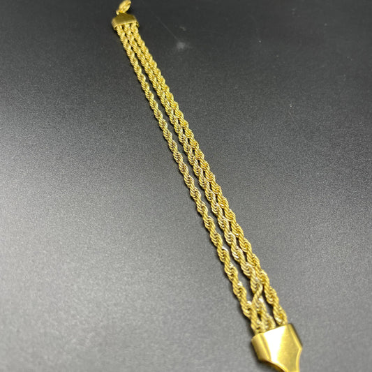 Elegant Luxury Gold Design Triple Robe Chain Bracelet
