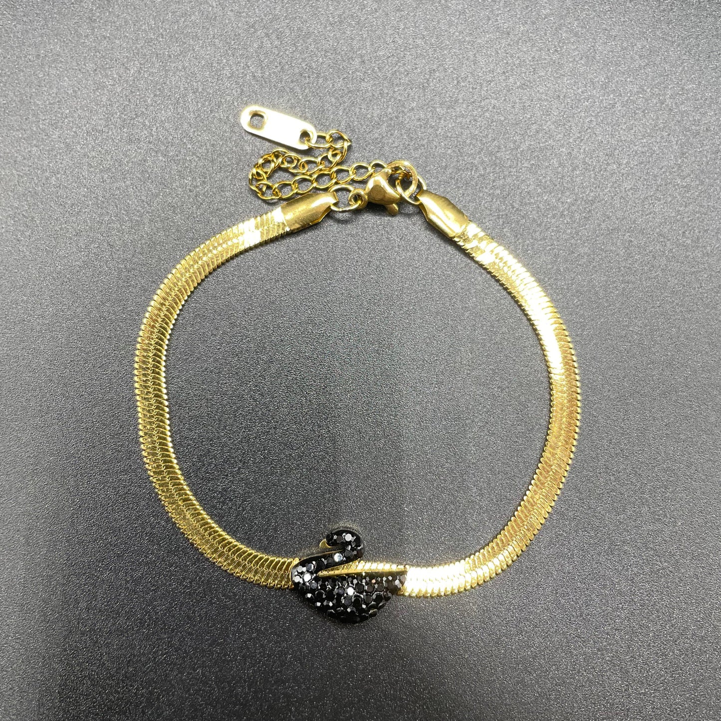 Elegant Luxury Gold Design Black Zircon Blade Chain Bracelet