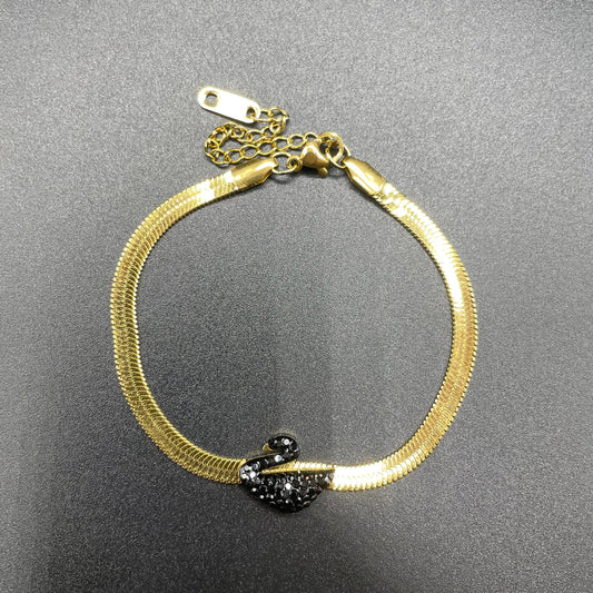 Elegant Luxury Gold Design Black Zircon Blade Chain Bracelet