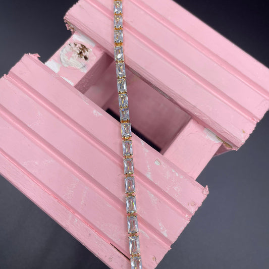 Elegant Luxury Gold Design Rectangle Shape Zircon Bracelet
