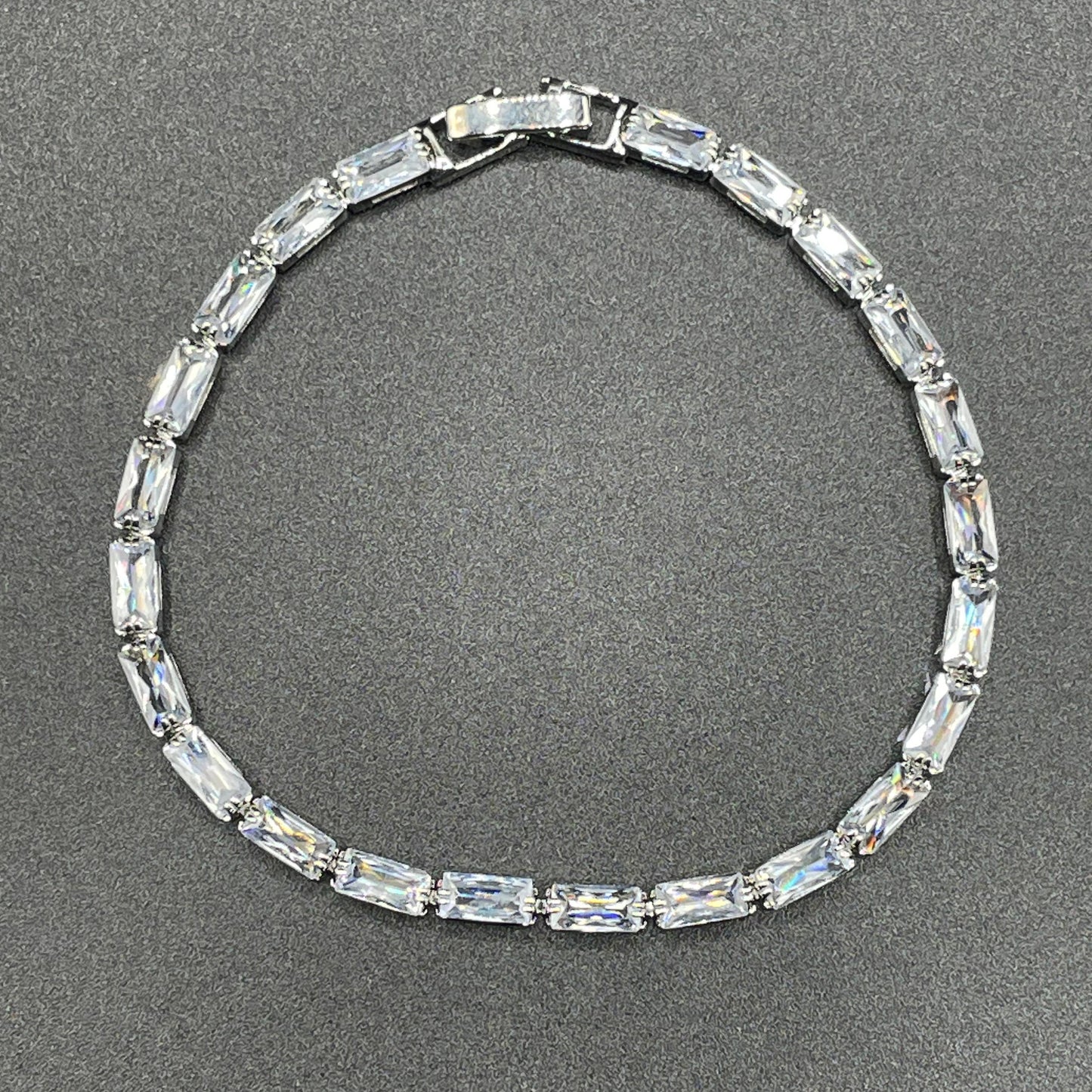Silver Elegant Design Rectangle Shape Zircon Bracelet