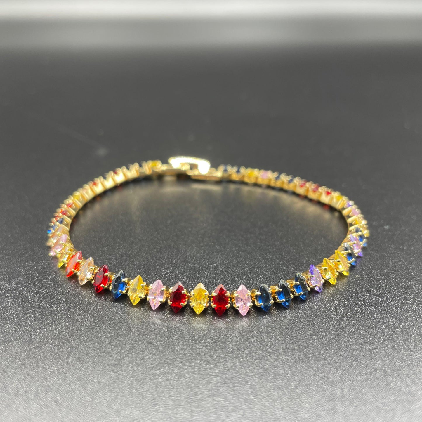 Gold Luxury Irregular Shape Multi Zircon Bracelet