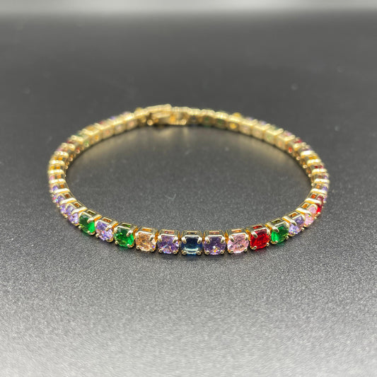 Luxury Elegant Style Gold Round Shape Zircon Tennis Bracelet