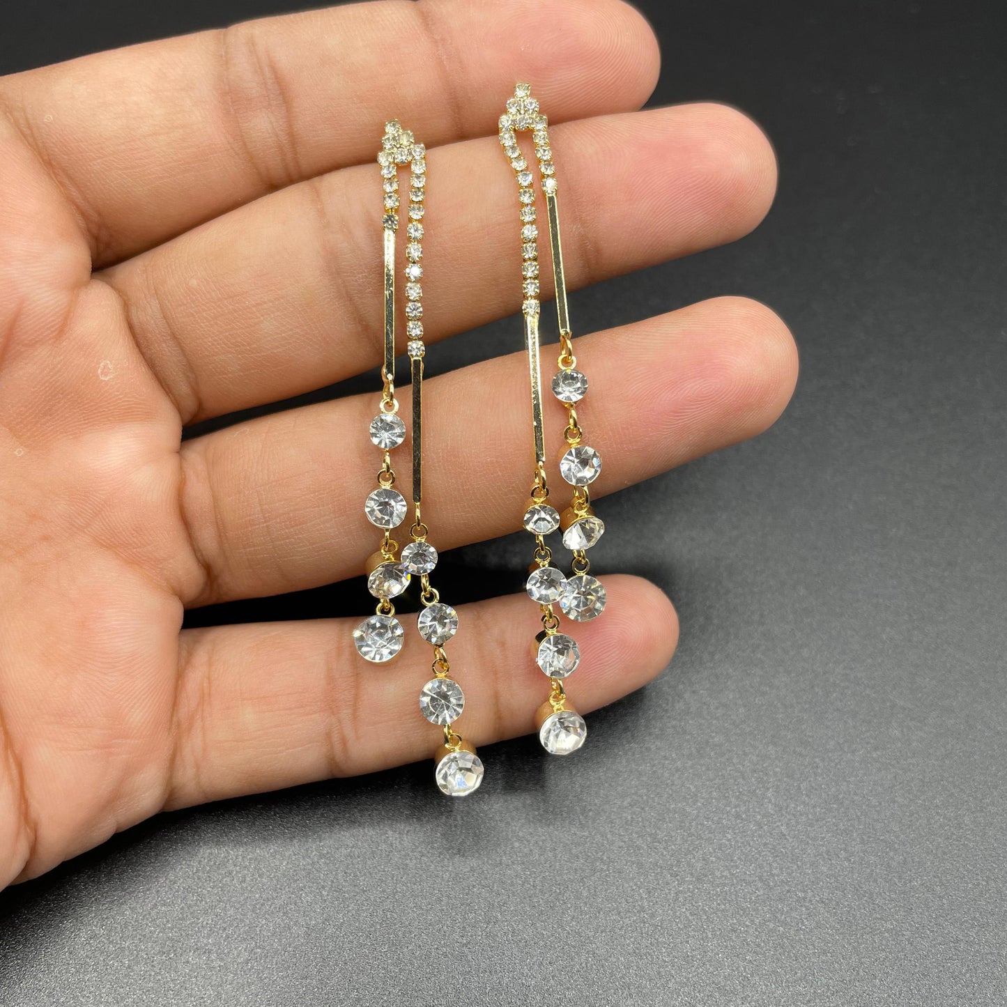 Silver & Gold Luxury Dangle Style Zircon Earring