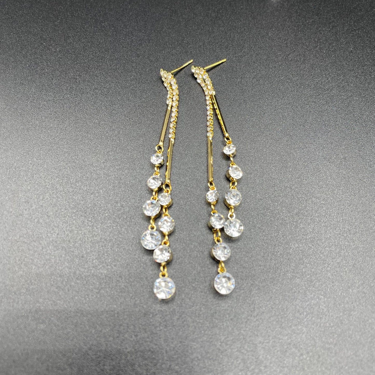Silver & Gold Luxury Dangle Style Zircon Earring