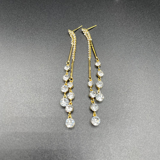 Silver & Gold Luxury Dangle Style Zircon Earring