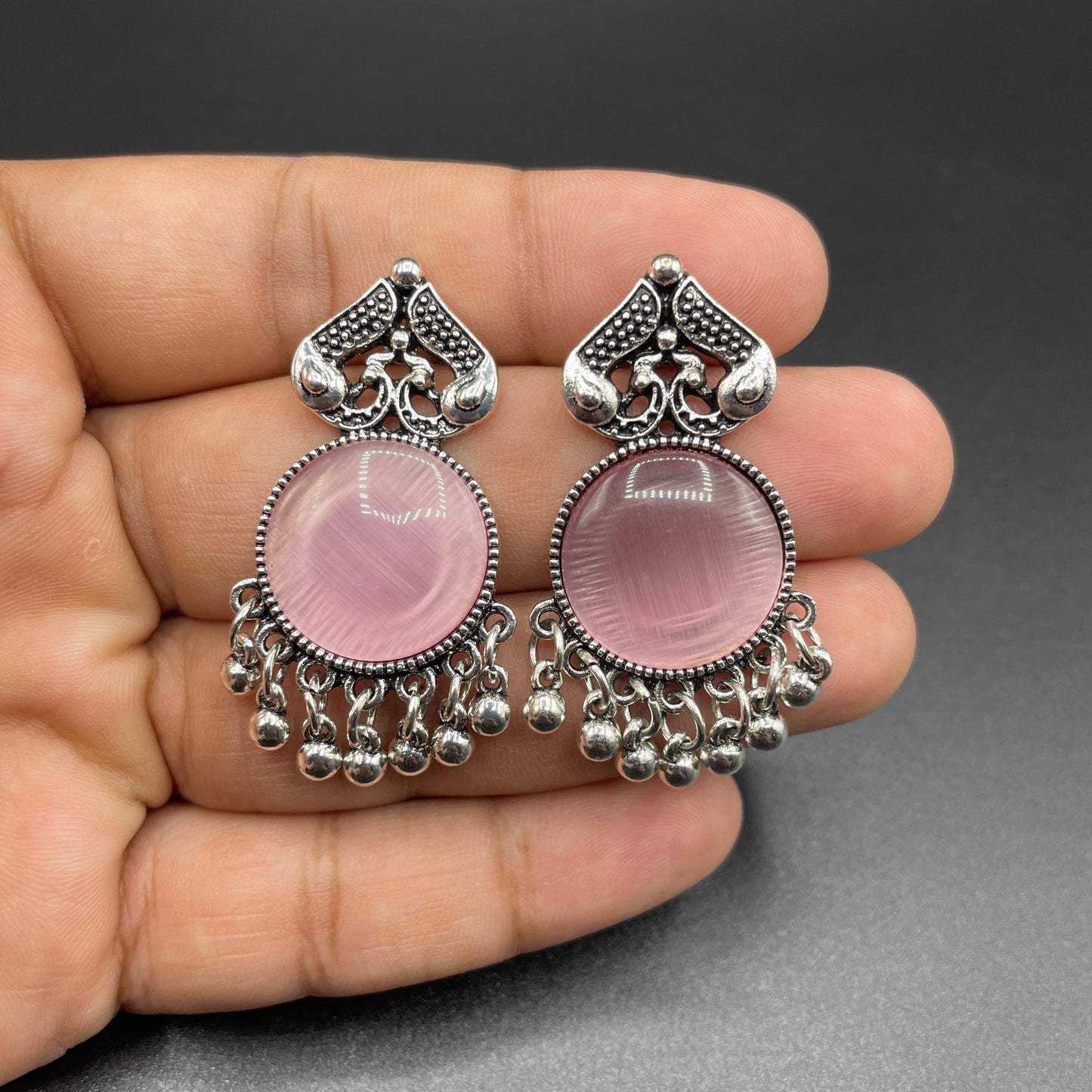 Elegant Antique Style Natural Stone Oxidize Earring