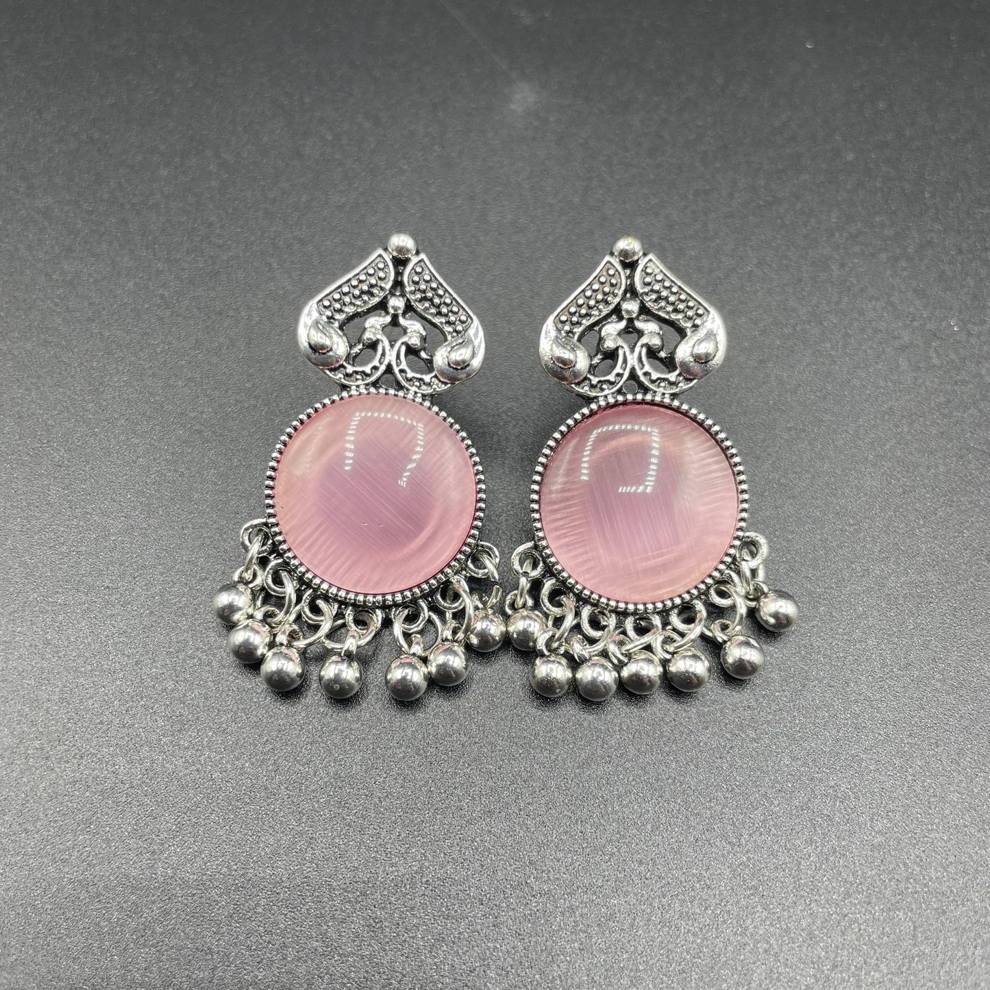 Elegant Antique Style Natural Stone Oxidize Earring