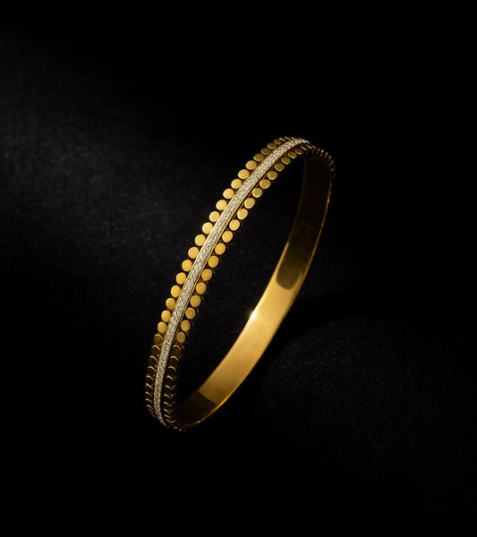 Luxury Elegant Design Gold With Stones Adjustable Bangle